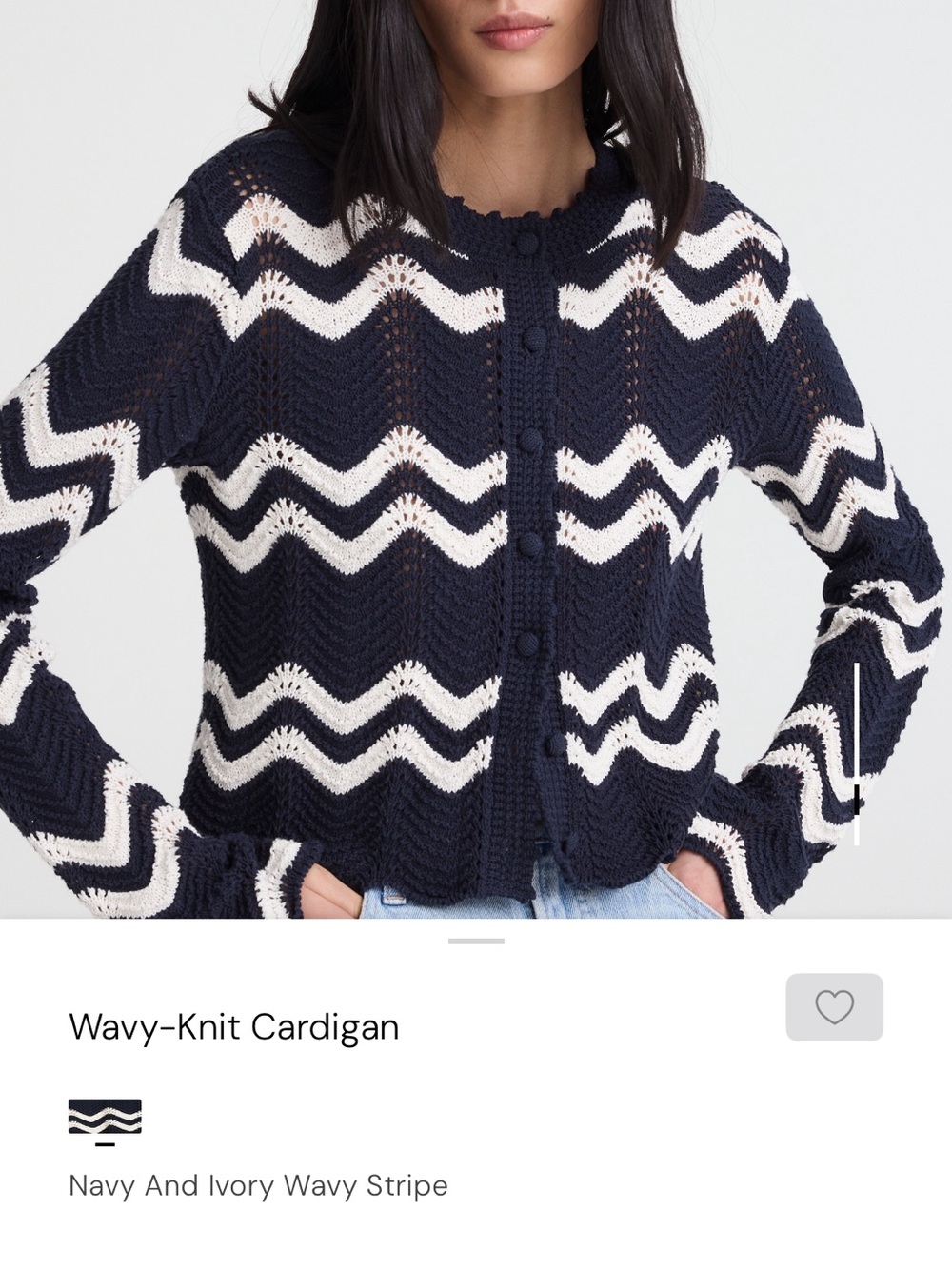 Madewell Navy and Ivory Zigzag Knit Cardigan